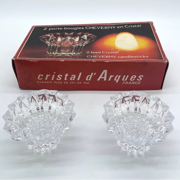 Cristal d’Arques Cheverny Crystal candlestick holders 24% lead made in France - Picture 2 of 8